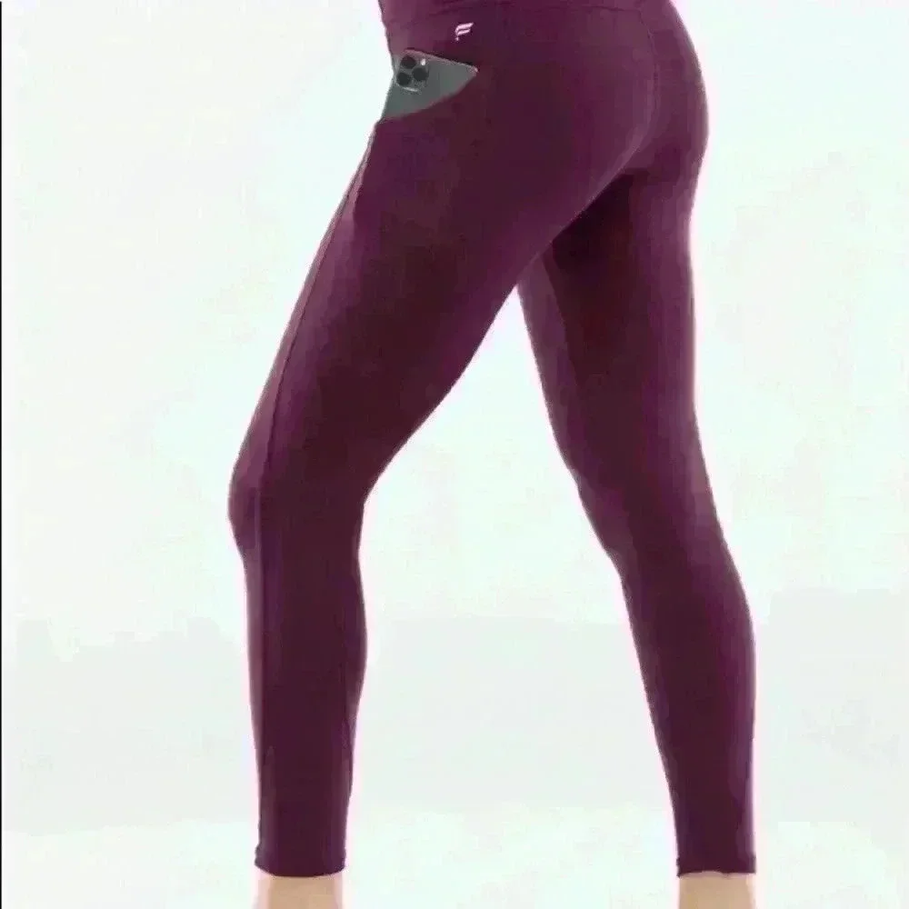 Fabletics Purelux Burgundy Leggings With Pockets Size XXS